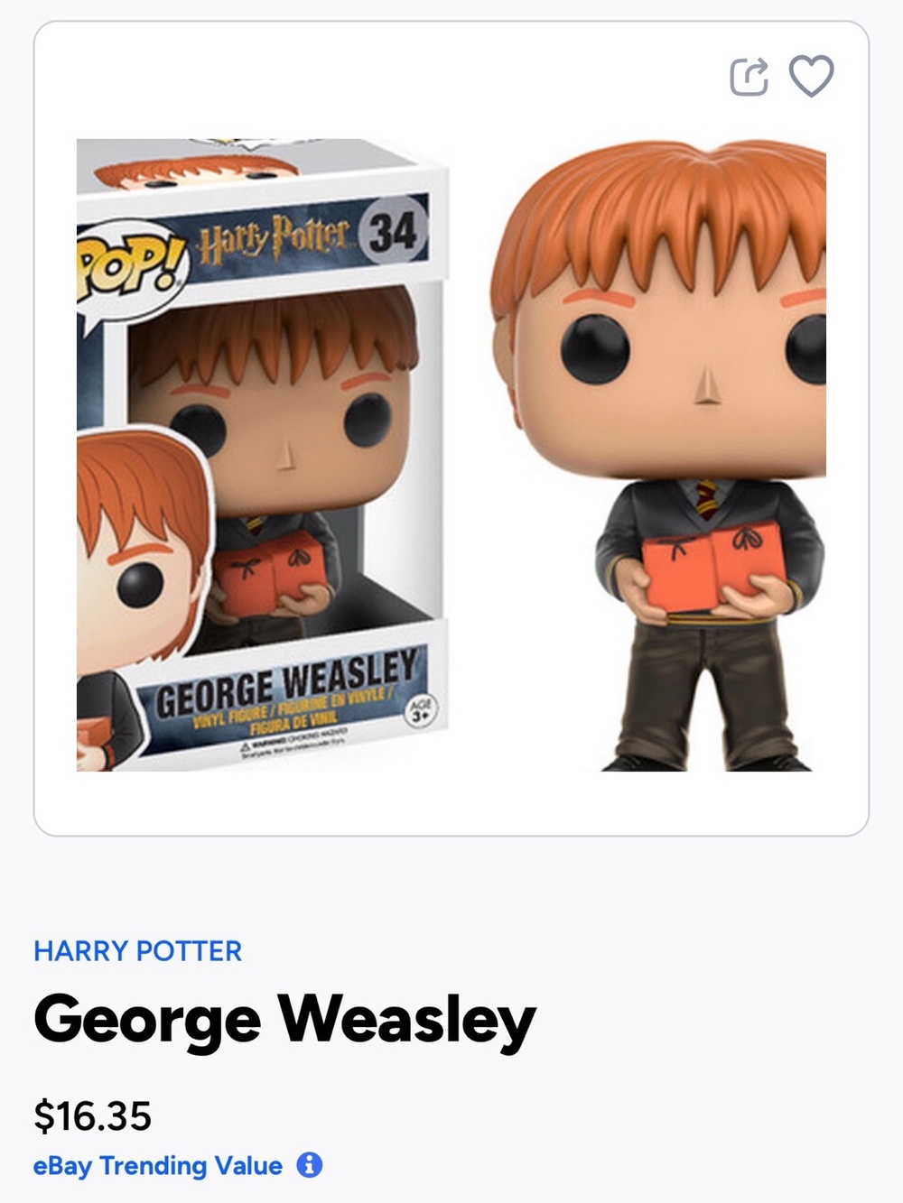 Funko Harry Potter George Weasley Vinyl Figure - Orange Hair, Black Outfit-34